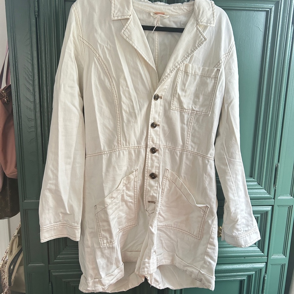 Free People Off-White jean romper